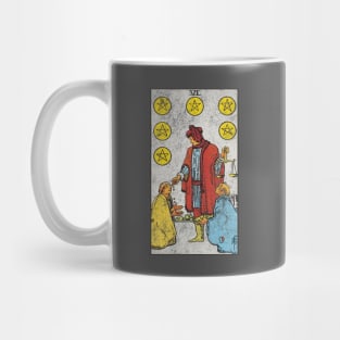 Six of pentacles tarot card (distressed) Mug